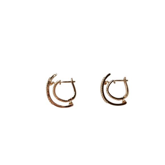 Elegant Rose Gold Hoop Earrings Sparkling Fashion Jewelry for Women Unique Chic - Picture 3 of 4